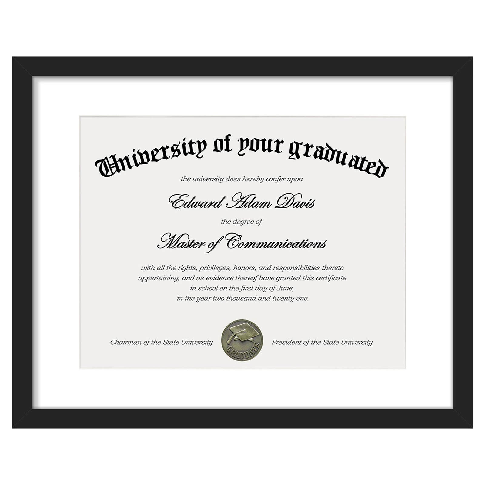 upsimples 11x14 Diploma Frame with Clear Plexiglass, Displays 11x14, Black 