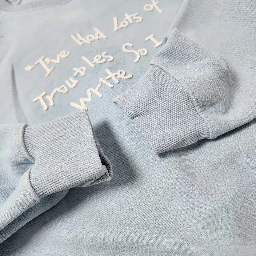 Sky Blue Vintage Lettering Hoodie Free Size