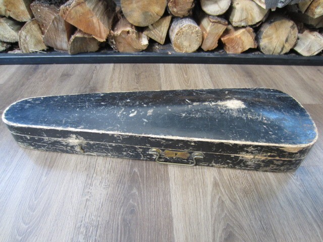 Antique 1800's Black Wood Violin Fiddle Coffin Case only Restore Display  GSB