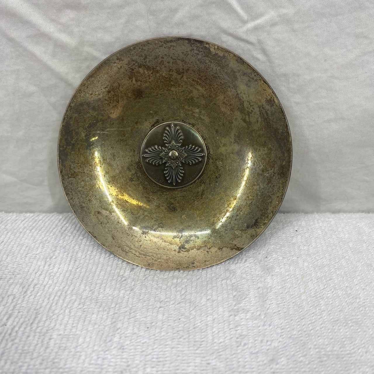 Ilias Lalaounis Sterling Silver 925 Byzantine Cross Trinket Dish Bowl Greece 4in