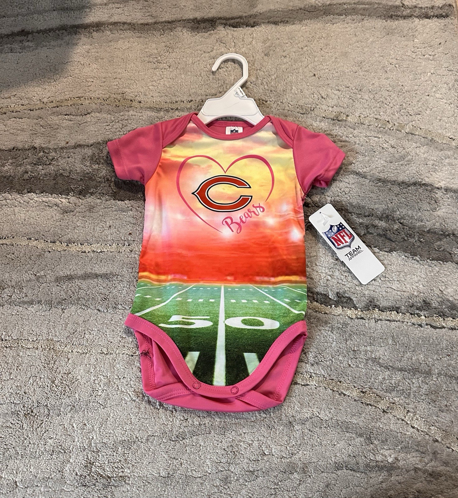 NFL Chicago Bears Pink Gradient Football Field Baby Bodysuit