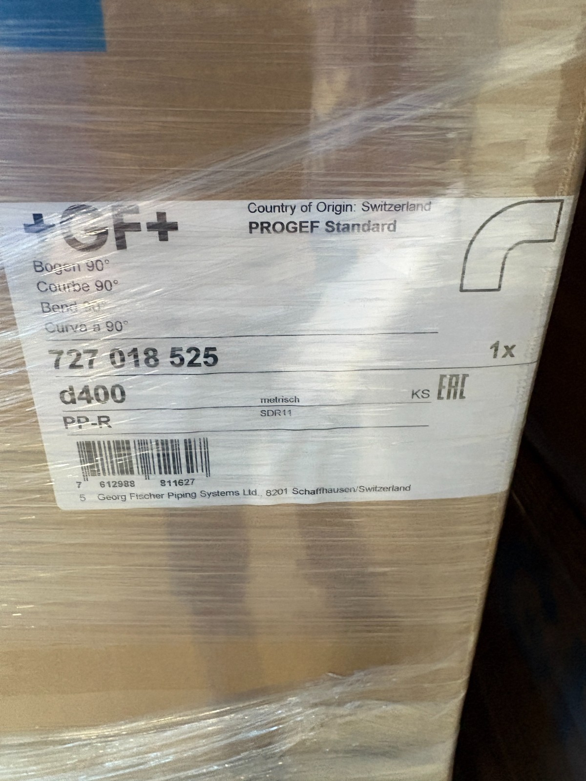 GF+ PP 16" 90 Elbow - 727018525