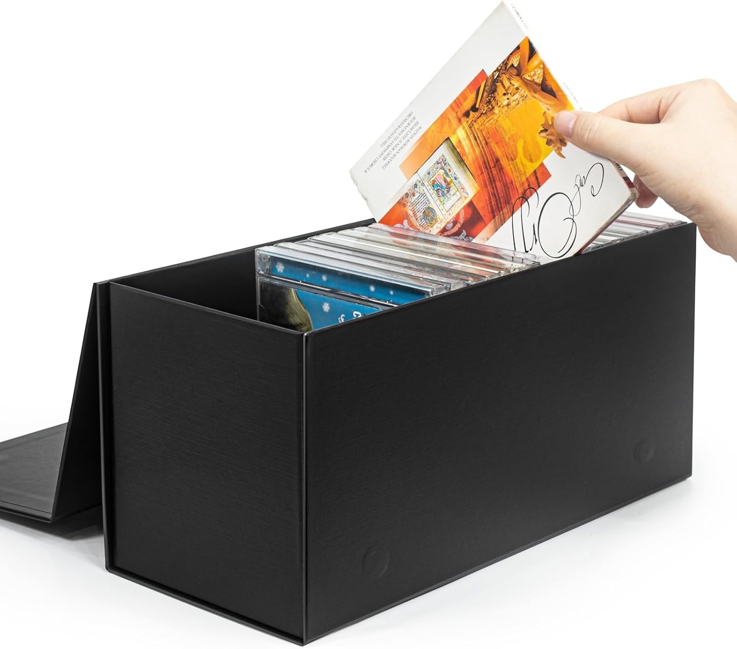 CD Storage Box, DVD Box- Durable 5.2 x 5.75 12x5.2x5.75 inches, Black 