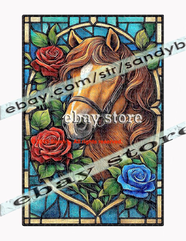 1000 piece jigsaw puzzle Colorful horse freedomtained glass