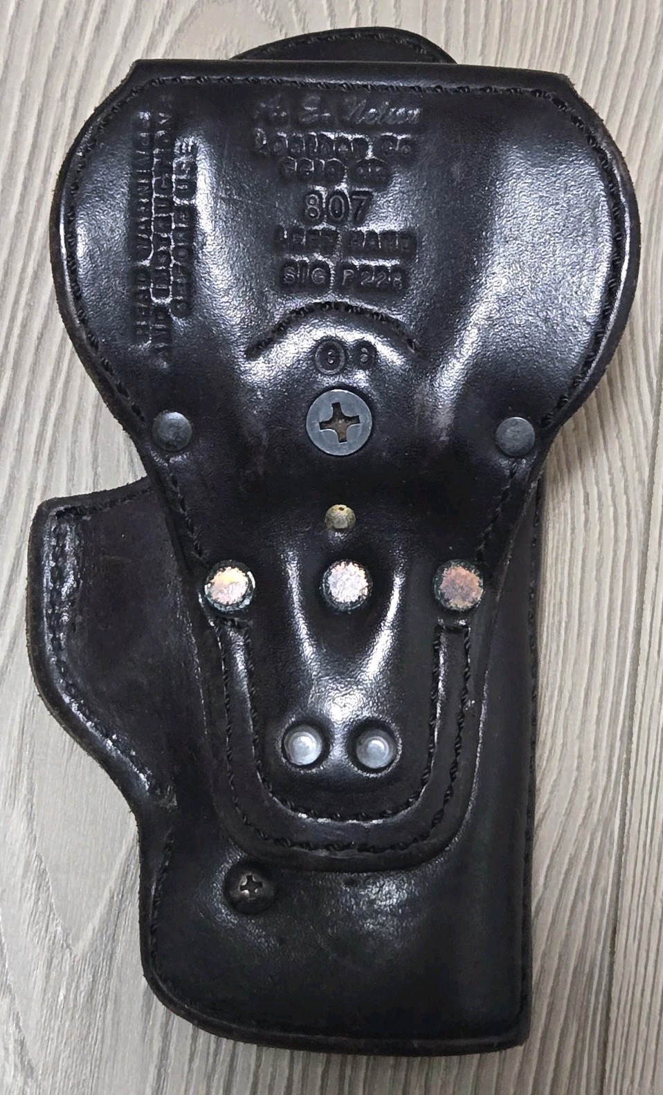 A.E Nelson 807 Black Leather Holster LHSig Sauer 228 , Level II Duty Holster