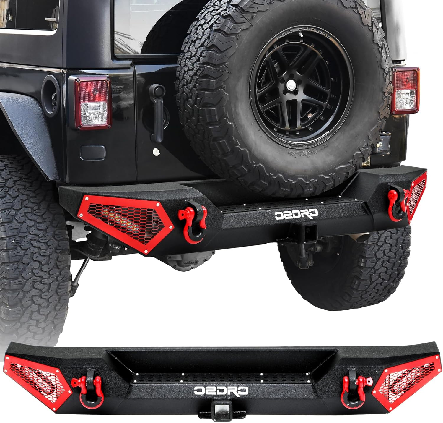 Rear Bumper for Jeep Compatible with 2007-2018 Jeep Wrangler JK JKU Unlimited, B