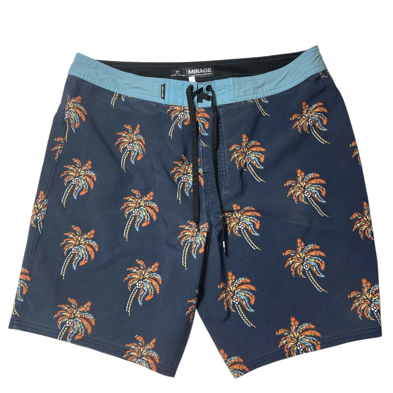 Rip Curl Mirage Ultimate Stretch Boardshorts Palm Trees Blue Mens Size 36
