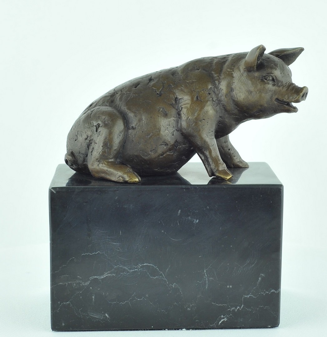 Pig Wildlife Statue Art Deco Style Art Nouveau Art Nouveau Style Solid Bronze