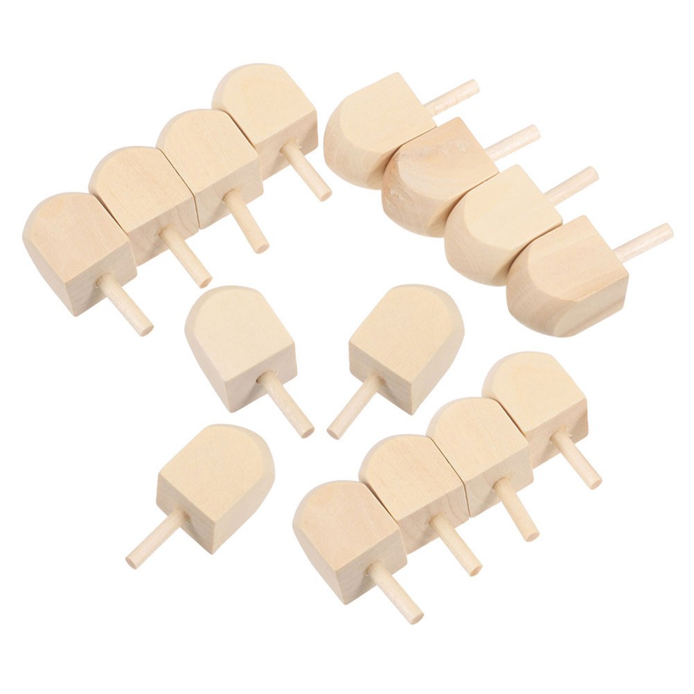 15 Pcs Wood Dreidel Chanukah Handmade Hanukkah Dreidels Craft Wooden Tops