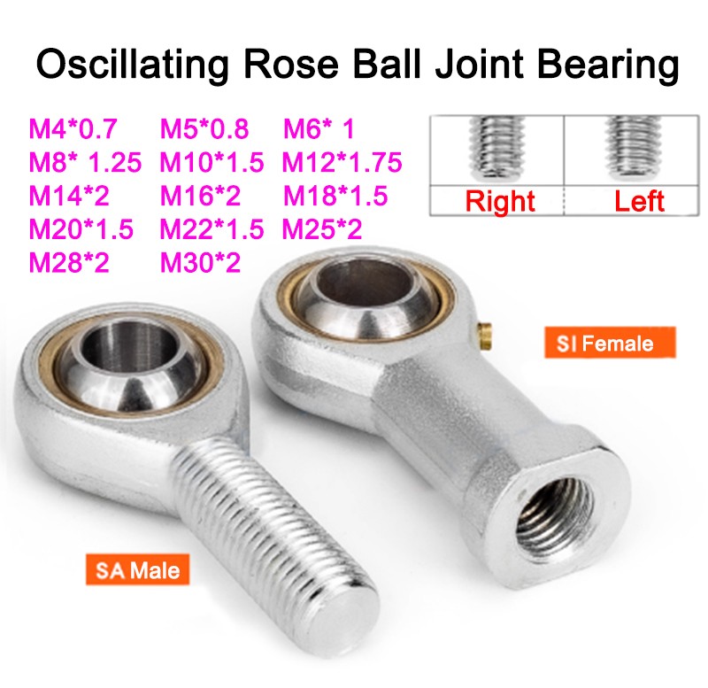 Oscillating Rose Ball Joint Bearing Male / Female Right / Left Threaded Rod End