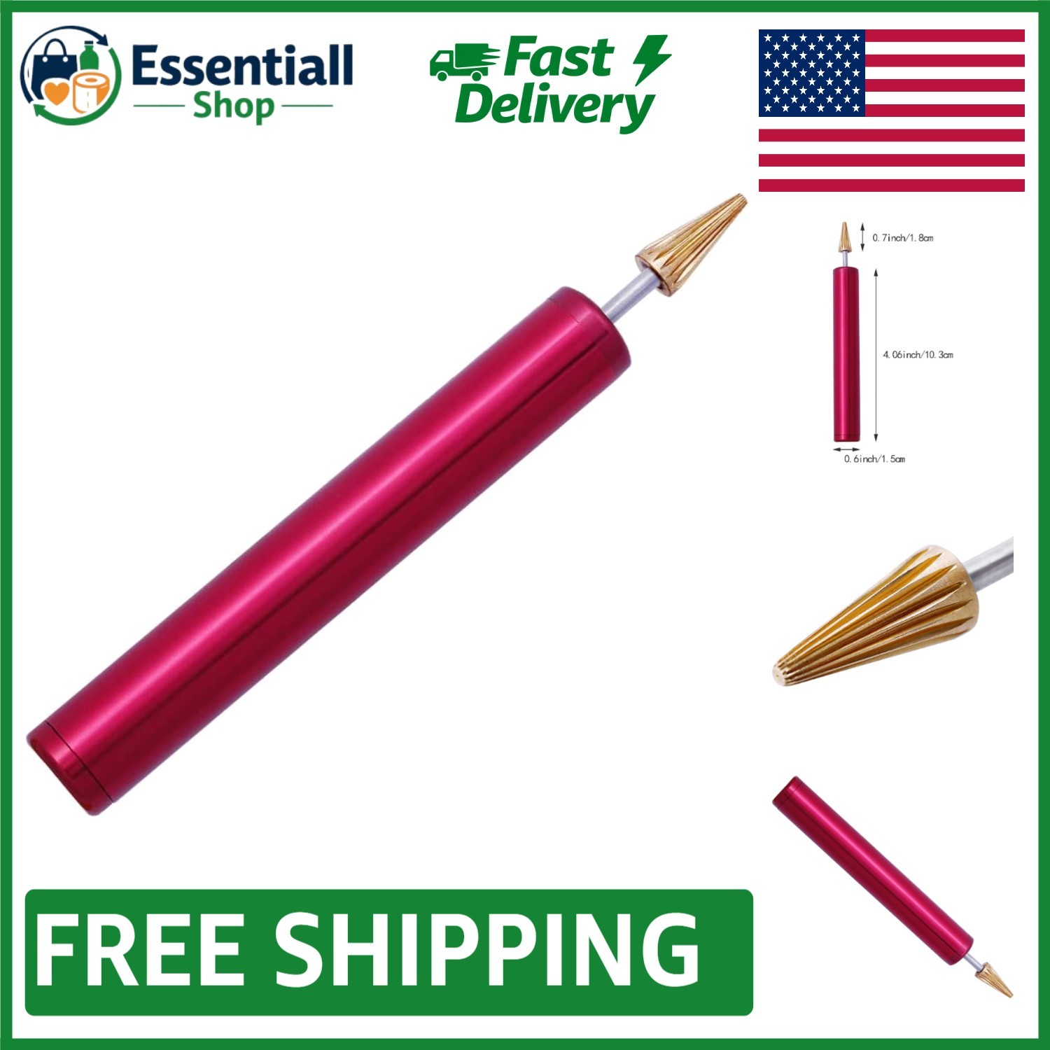 Red Aluminum Leather Edge Dye Pen with Durable Copper Head for DIY Projects