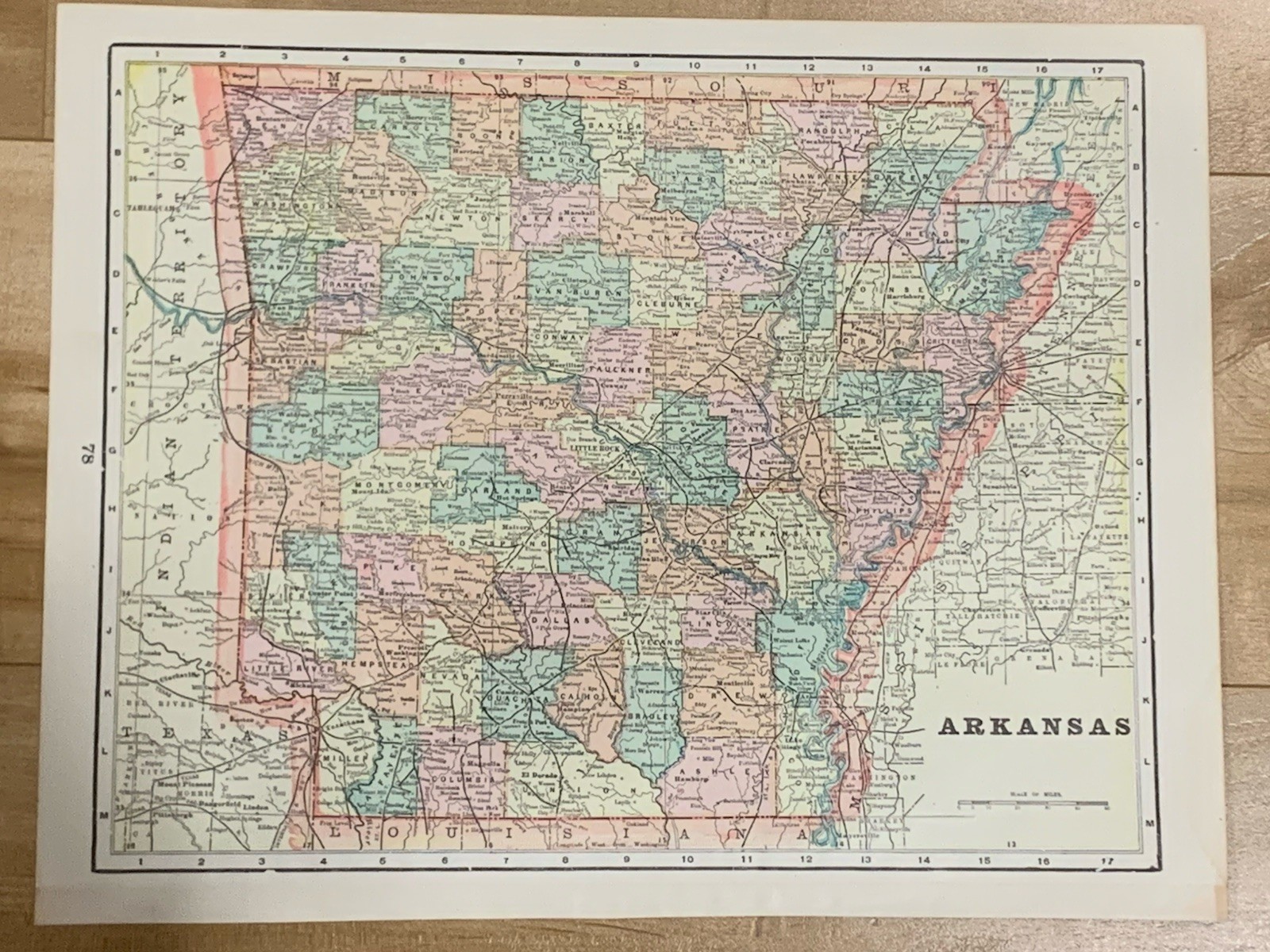 Arkansas / Louisiana 1898, Double Sided Map From World Atlas, original