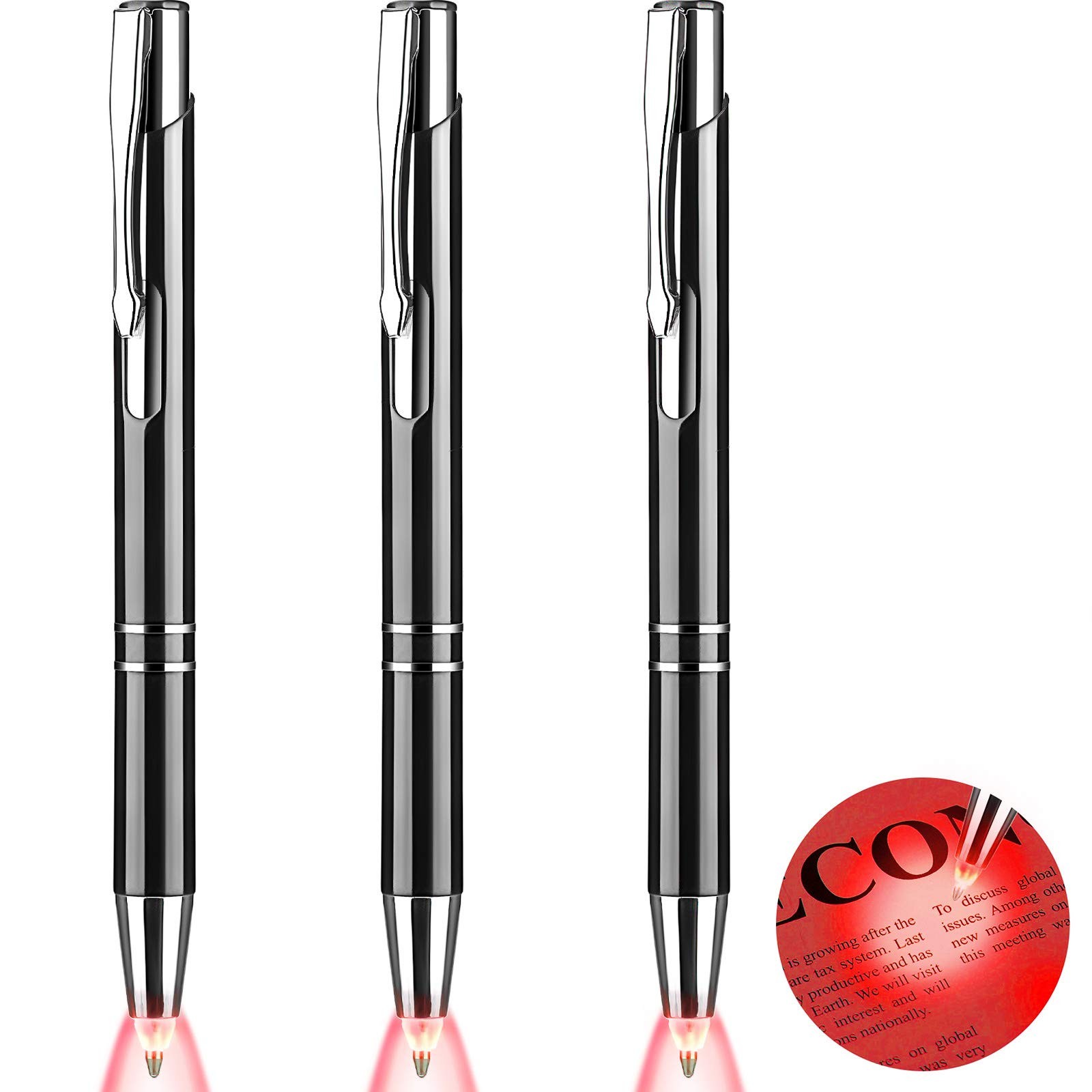 Zonon Lighted Tip Pen Flashlight 1 Count (Pack of 1), Red Light, Black Shell 