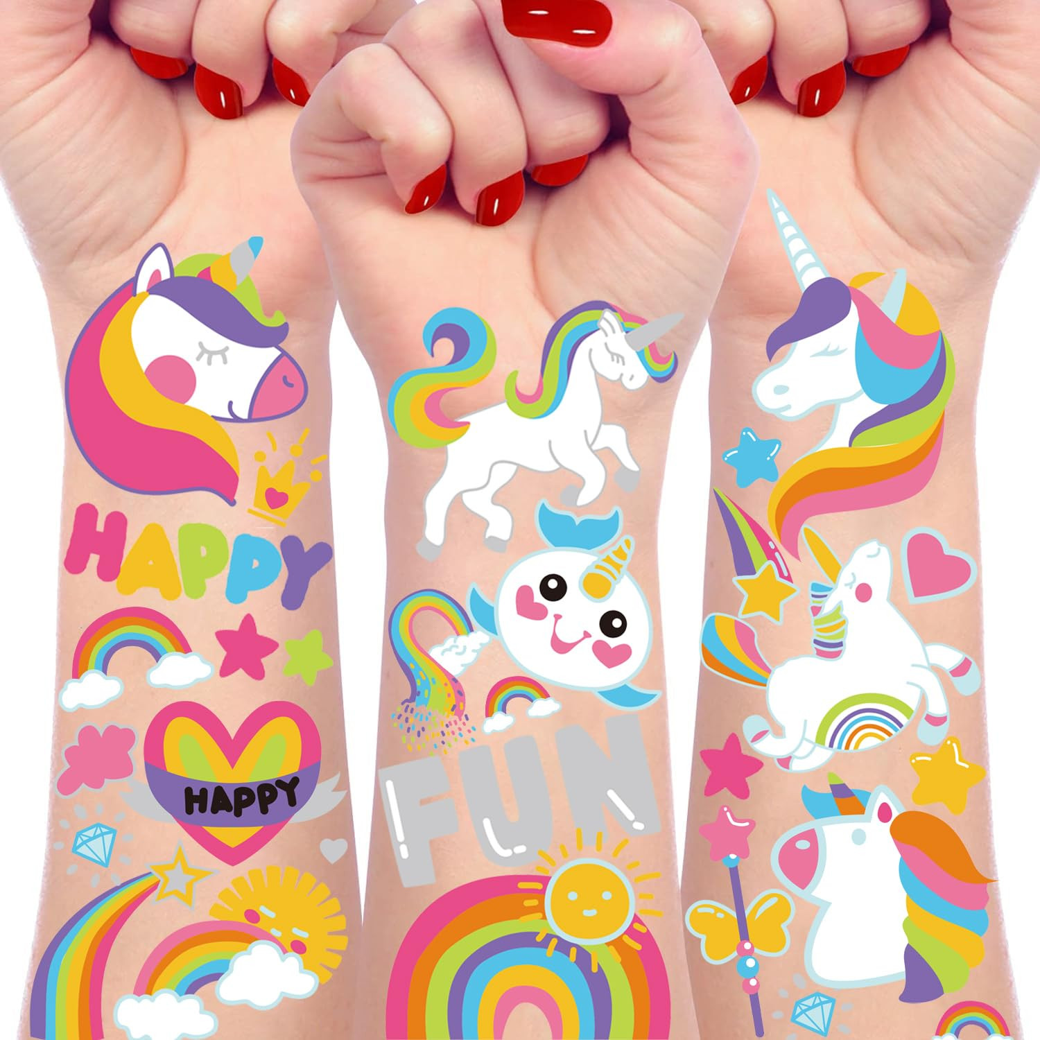 118Pcs Unicorn Temporary Tattoo- 4 Sheet Unicorn Temporary Tattoos Fot Birthday