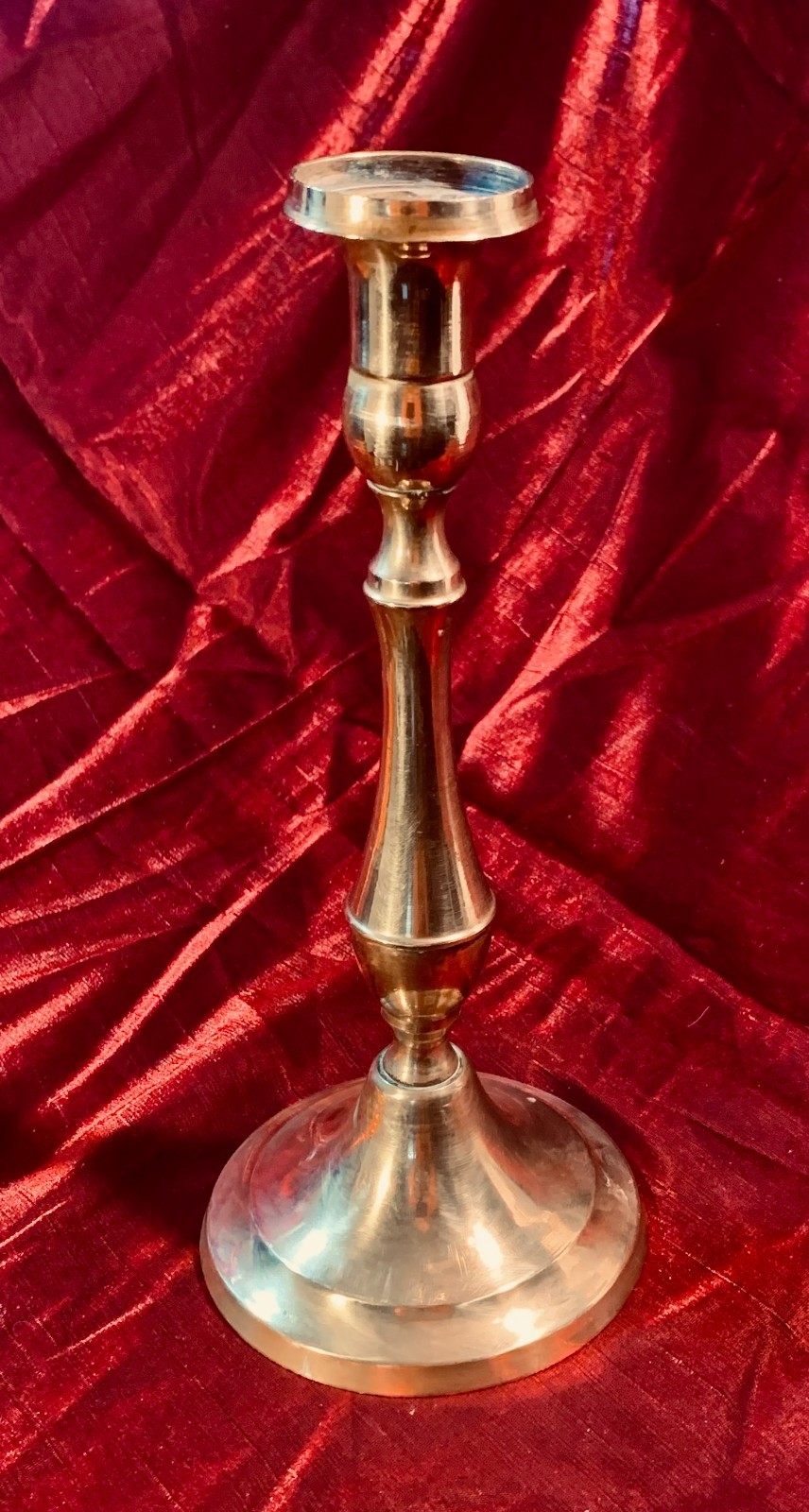 Vintage Ornate Brass 9  1/2in Candlestick Candle Holder Round, made in Holland