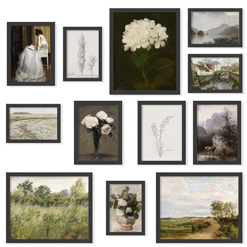  Vintage FRAMED Wall Art - Framed Vintage Wall Art Prints, BLACK FRAMED