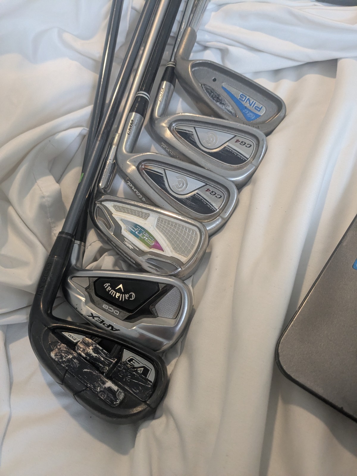 6 Right demo 6,7 irons.Callaway Apex DCB.adams v3.Ping g2.cleveland,cobra amp
