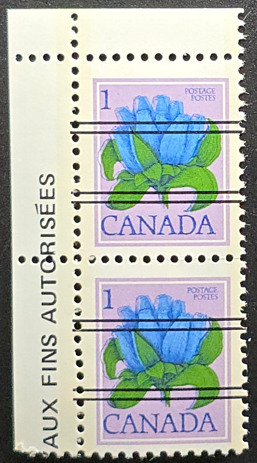 Canada 1977 Floral Definitive – 1 Cent Bottle Gentian – Precancelled Scott #705