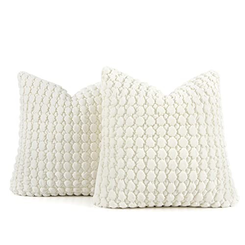 Pillow Covers 24x24 Set of 2 Velvet Euro Shams 24" x 24" (Pack of 2) Cream