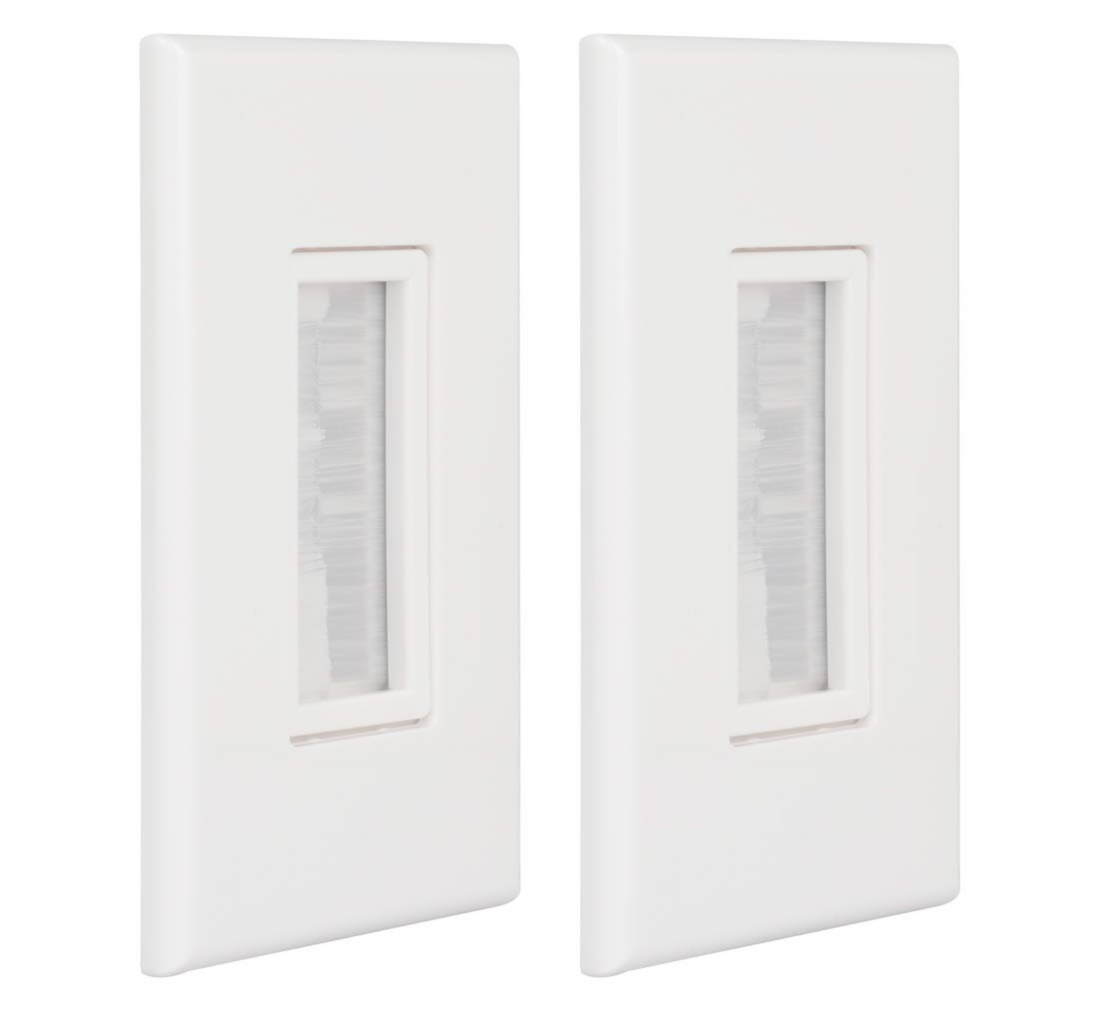 Brush Wall Plate White (2 Pack), 1 Gang Cable Wall Plate, Screwless Type for ...