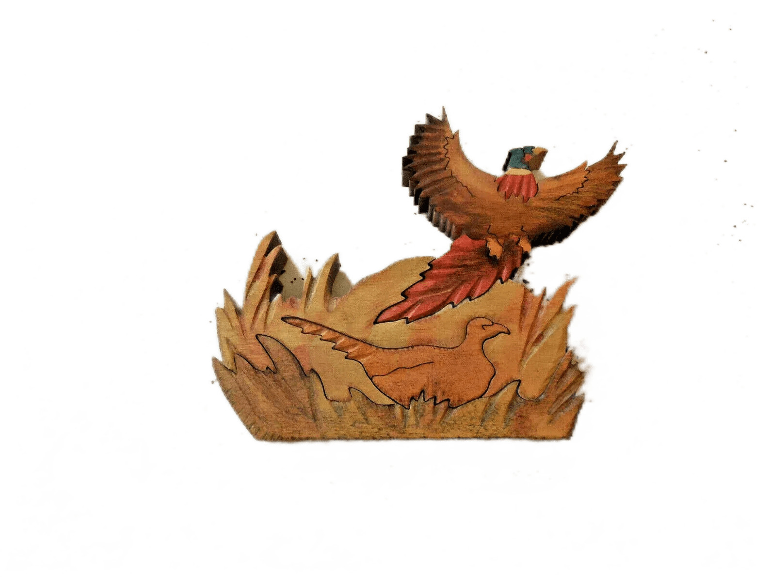 Vintage Original Pheasant Male & Female Hand Lathed Puzzle Bird Lover Gift 5.5"