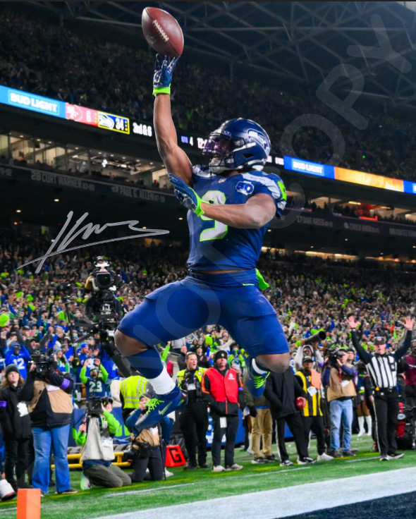 Kenneth Walker 8x10 Signed Photo Reprint Seattle Seahawks Playoff Auto Jump Leap