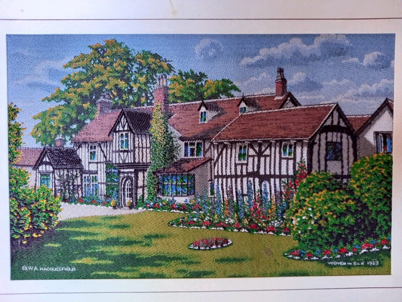 1963 Woven Silk Picture  Brocklehurst Whiston GAWSWORTH OLD  RECTORY