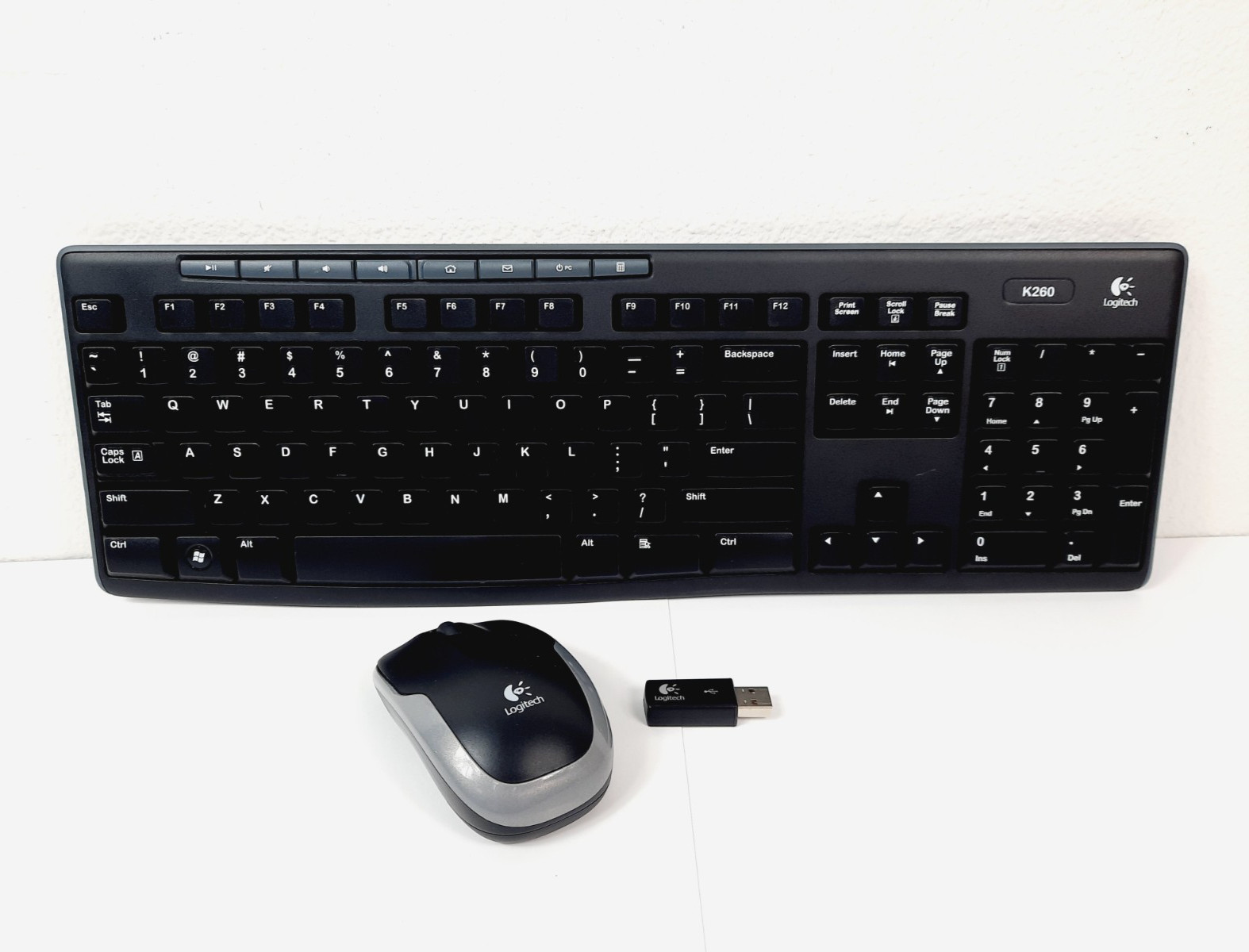 Logitech K260 Wireless Keyboard w/ M210 Mouse & USB Receiver, Tested Working