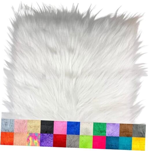  Faux Fur Fabric Squares -es Pre-Cut Craft Fur - Shaggy Mohair 14x14 Inch White