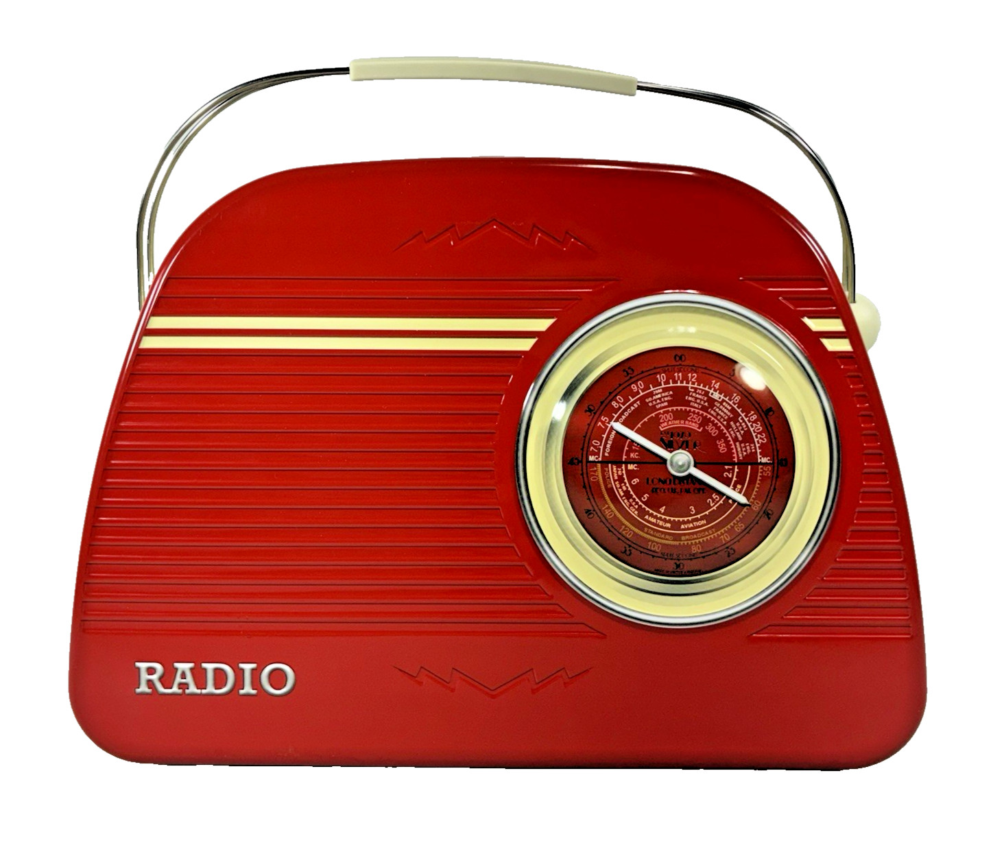 The Silver Crane Company Decorative Retro Radio Metal Lunchbox Tin in Red 