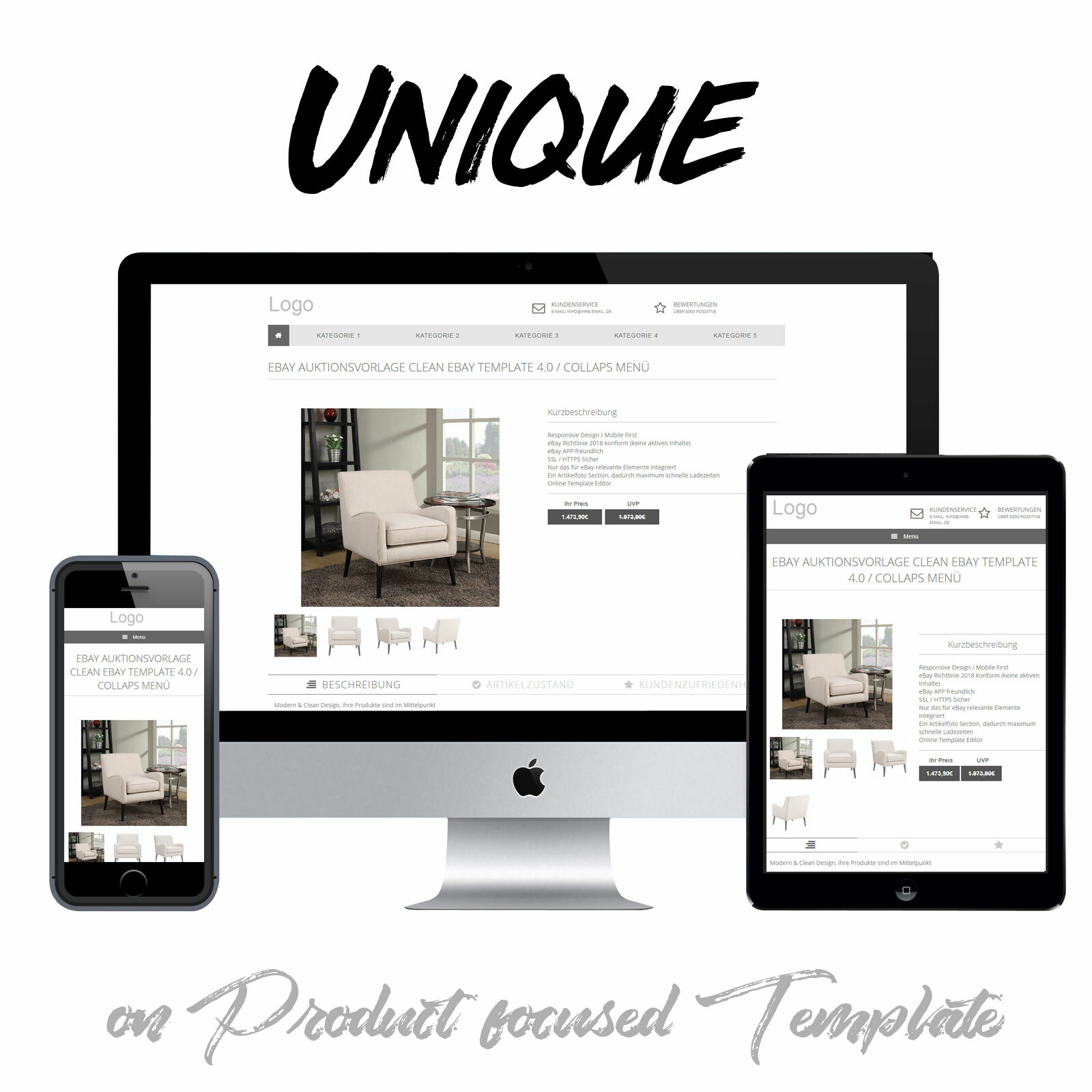 2022 Full Professional eBay Shop Store & Listing Template Design FREE LOGO DESIG