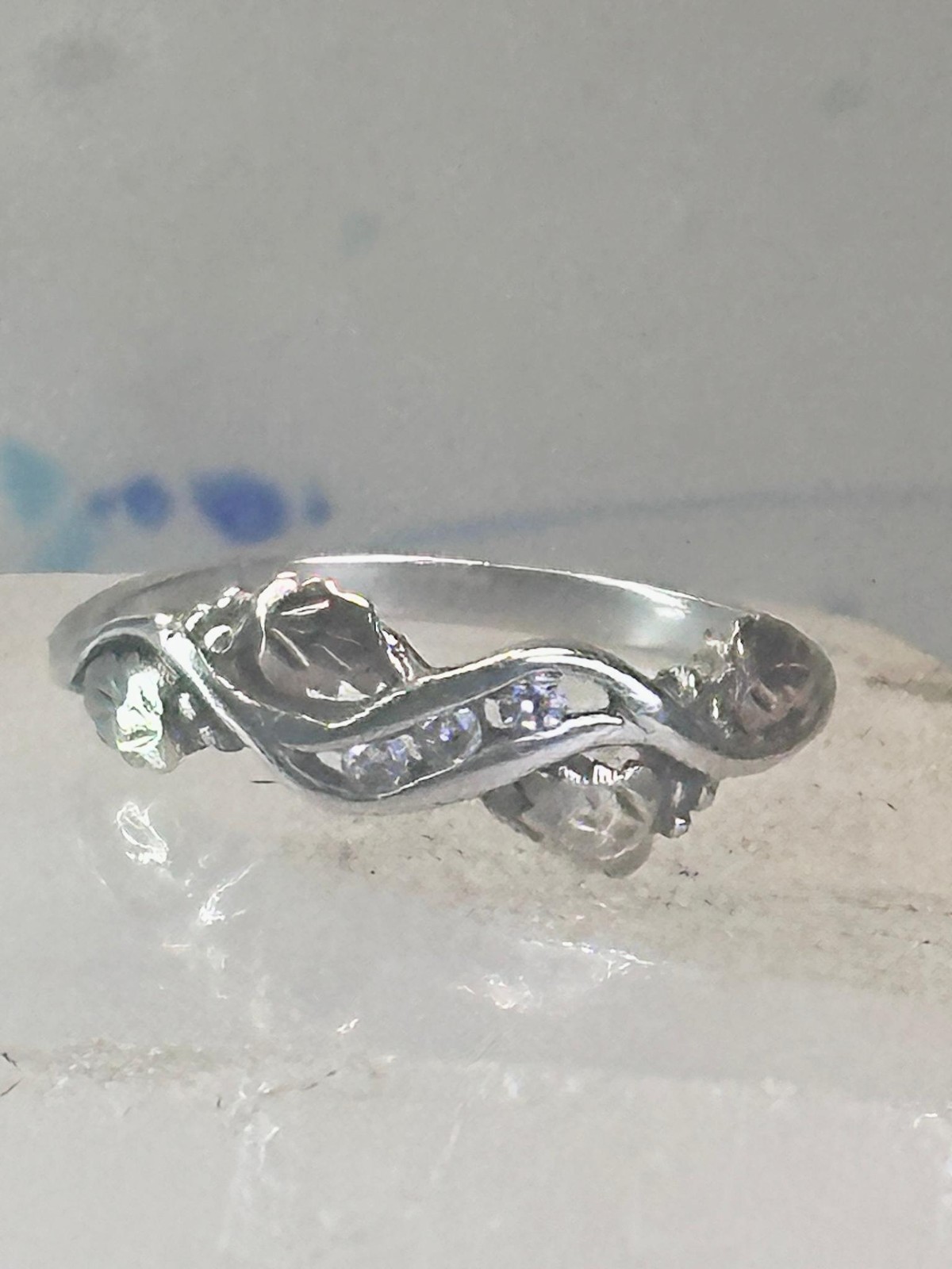 Black Hills Gold ring leaves CZ band floral size 9.50 sterling silver women AS I