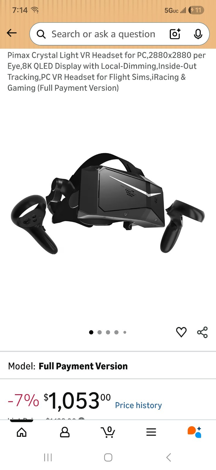 Pimax Crystal Light PCVR Headset w/ 2 controllers NEW