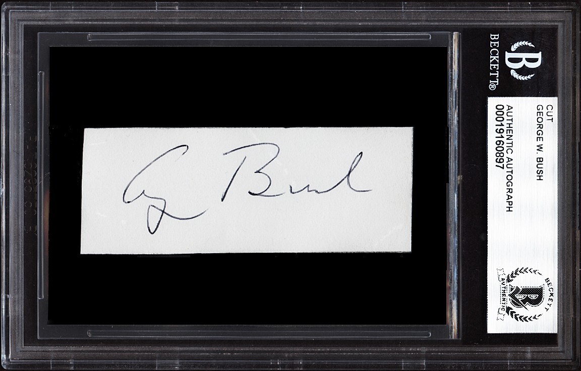 President George H. W. Bush Signed Cut Signature Encapsulated Beckett BAS