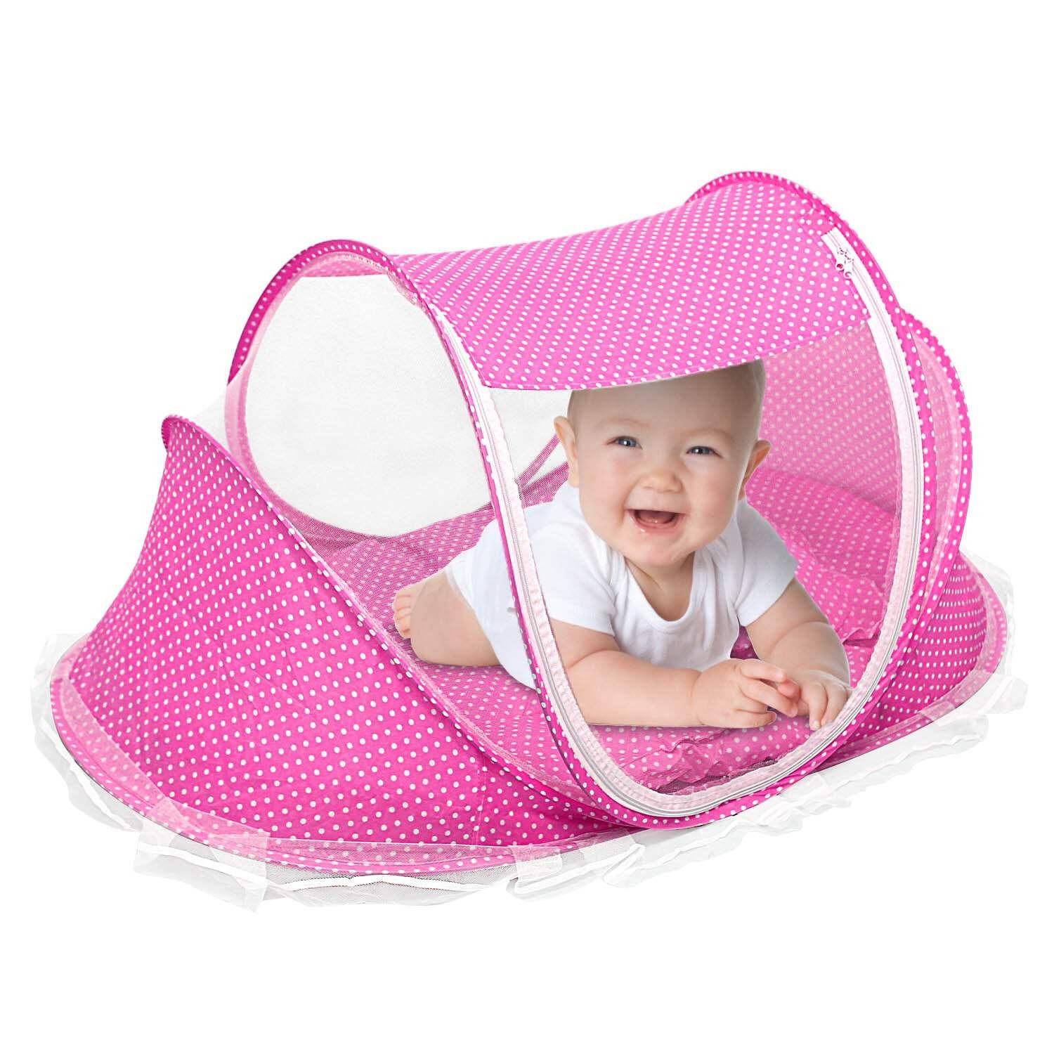Foldable Baby Travel Bed Portable Infant Mosquito Net Tent Crib Cradle w/ Pillow