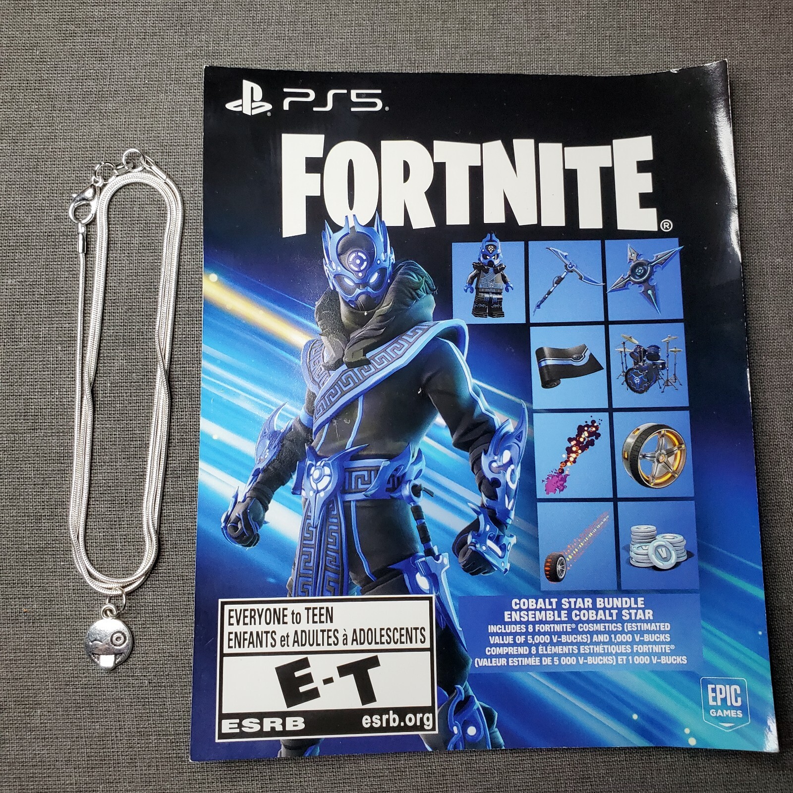 PS5 Fortnite Cobalt Star Bundle Code (Unscratched) + FREE Emoji Pendant & Chain!