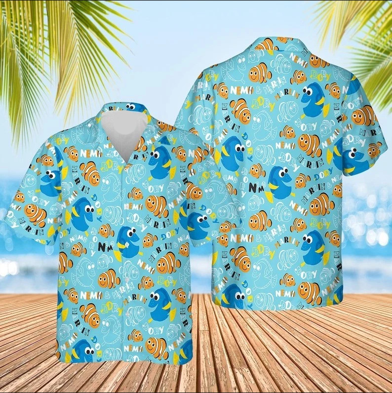 Disney Finding Dory Tropical Pattern Summer Beach Aloha Hawaiian Shirt