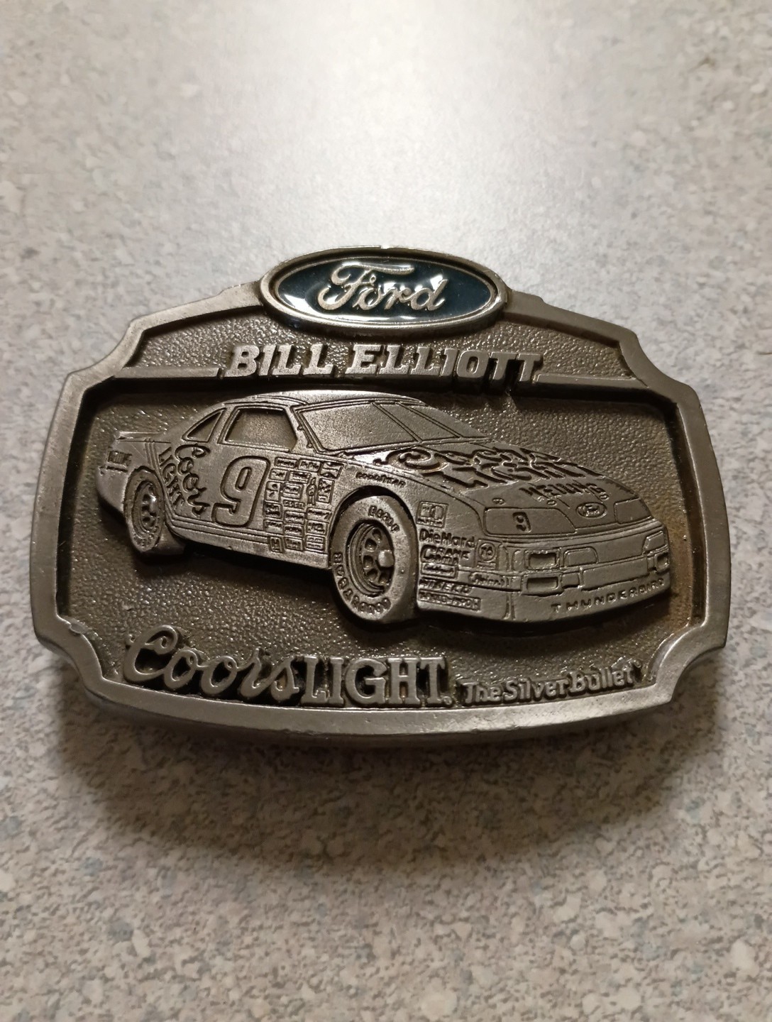 Bill Elliott Coors Light Silver Bullet Ford Motorsport 1991 Pewter Belt Buckle