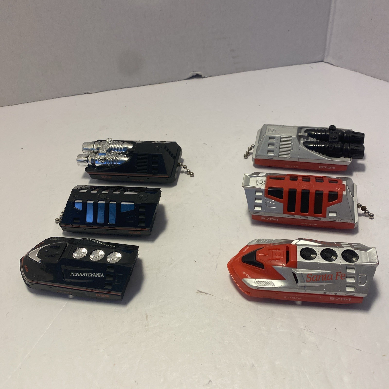 Vtg TYCO Turbo Train HO Slot Car Pair Santa Fe & Pennsylvania RR Both Sets Works