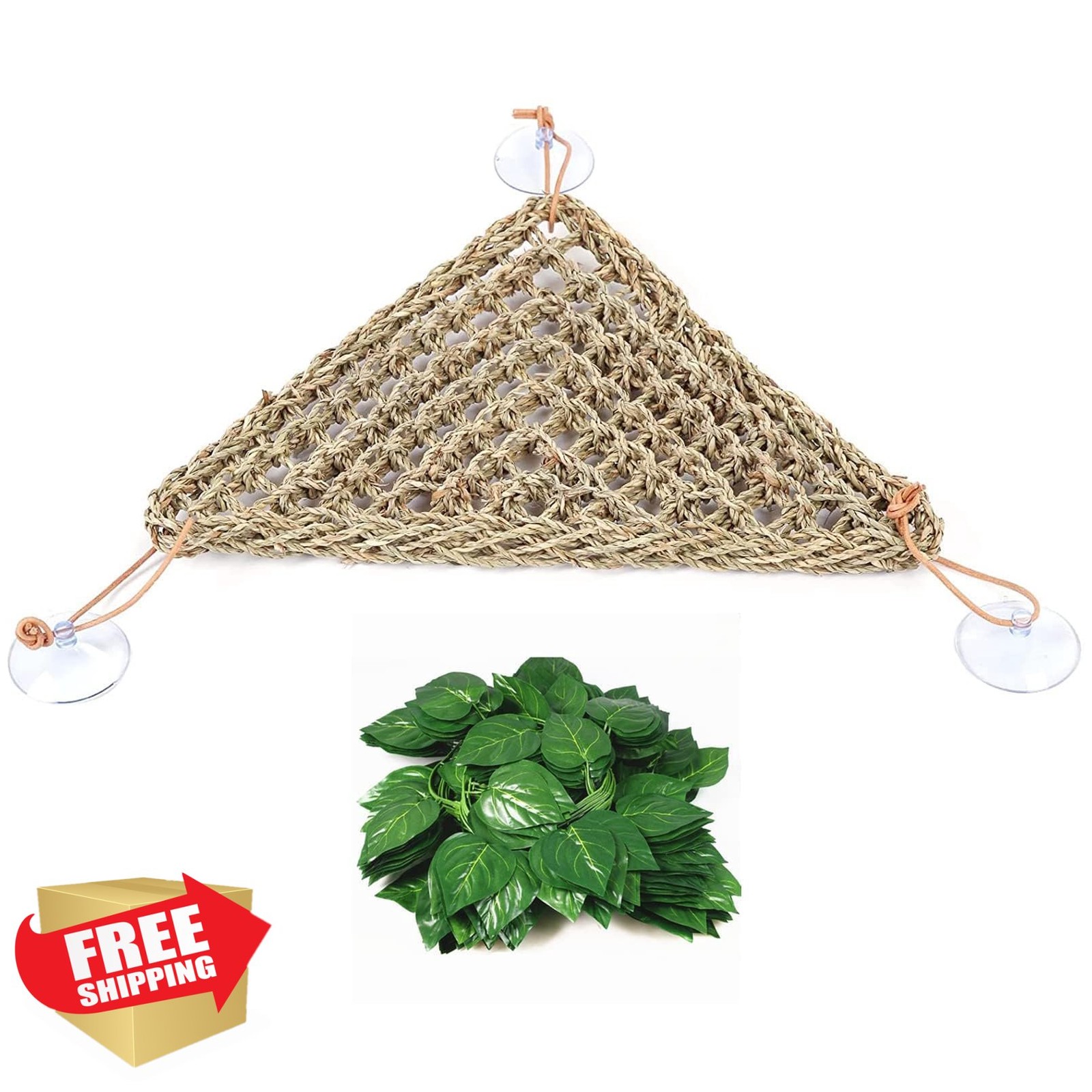 kathson Bearded Dragon Hammock 2 PCS Reptile Terrarium Leaves Suction Cups