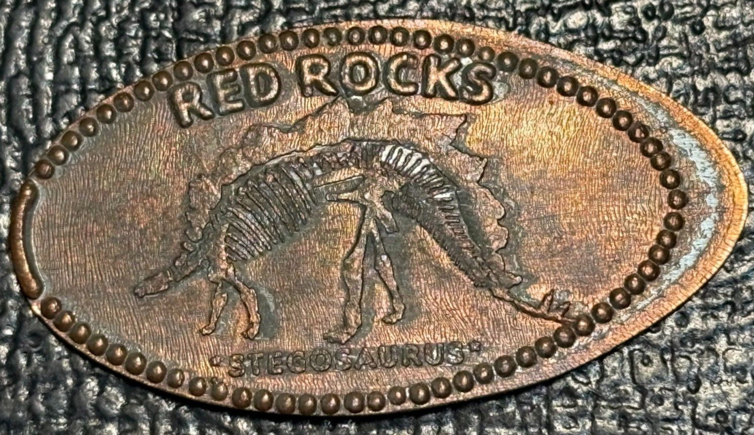 ELONGATED LINCOLN MEMORIAL CENT RED ROCKS COLORADO STEGOSAURUS DINOSAUR-MAR363