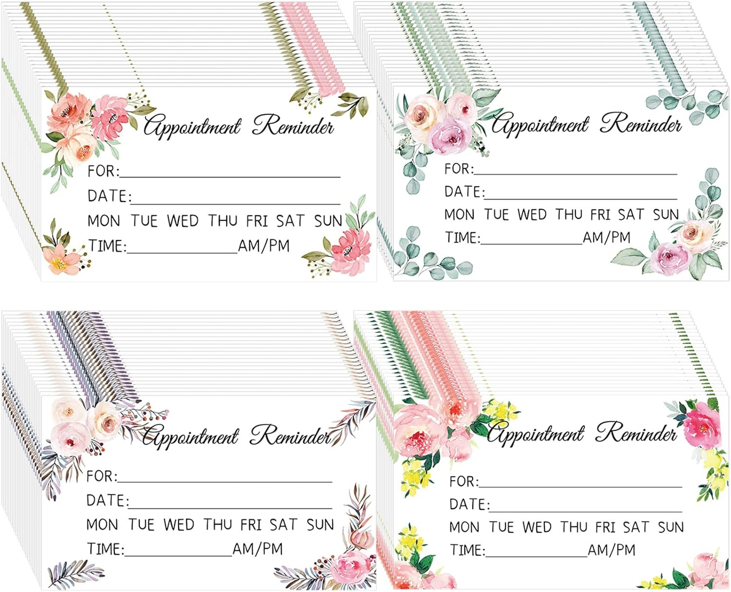 400 Pcs Appointment Reminder Cards, 4 Styles, 3.54 X 1.97 In, Client Appointment