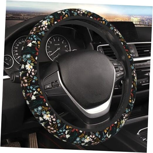 Steering Wheel Cover for Men Women Universal Car Accessories Chic Wildflowers