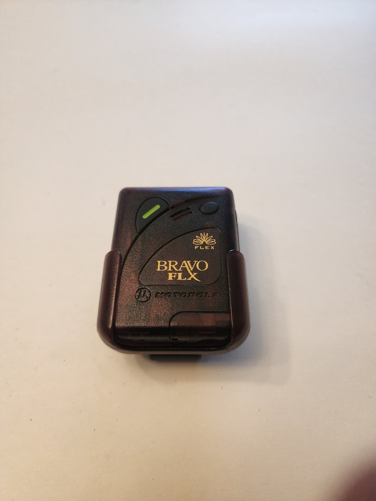 vintage Motorola Flex Bravo FLX Plus Display Pager with Belt Clip from the 1990s