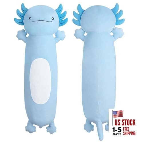 Cute Giant Plush Soft Body Pillow, Large Axolotl Stuffed 36 inch Blue Axolotl
