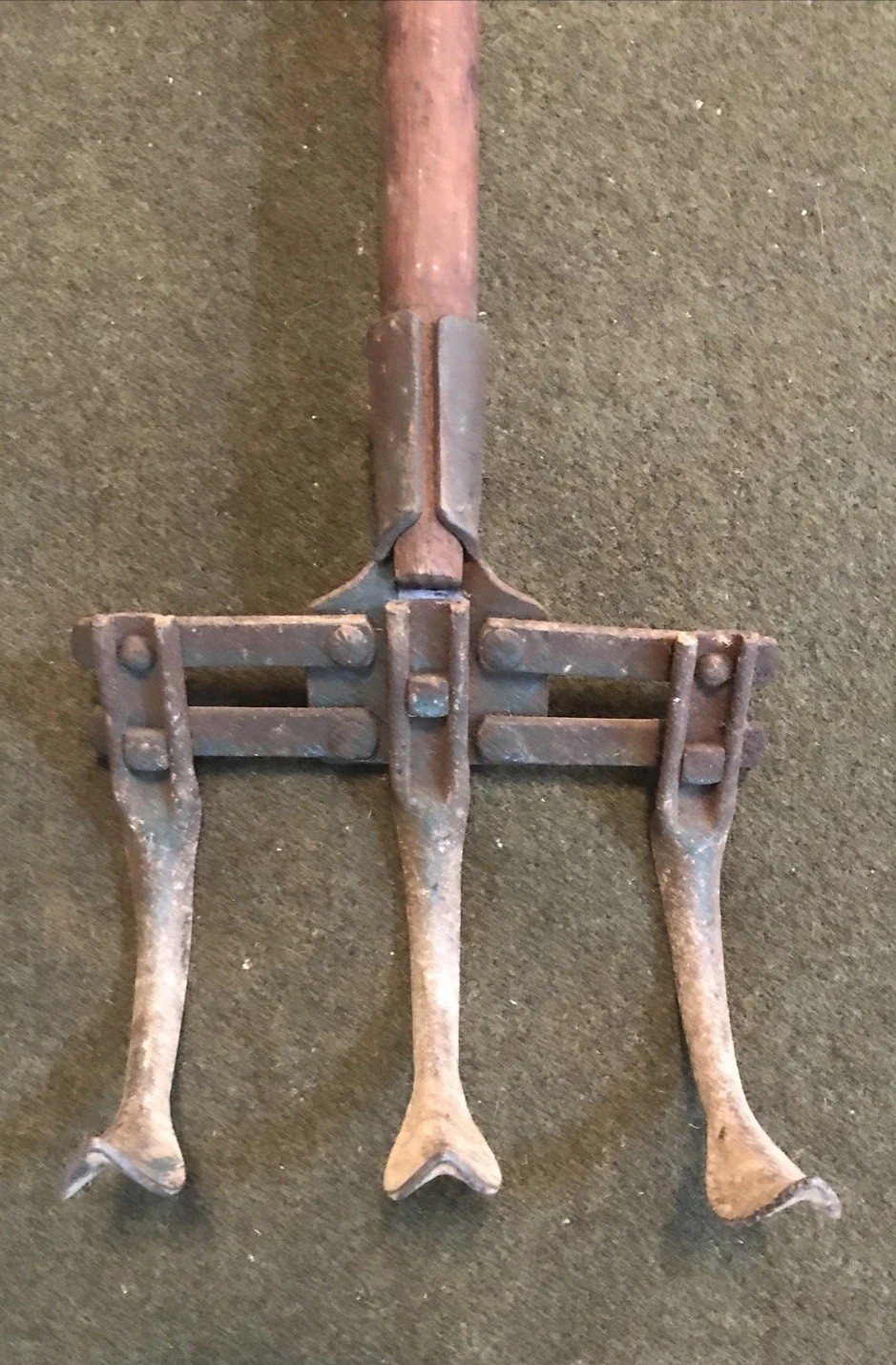 Antique garden tool rustic Rare Orig Lady Pete Label Hoe Cultivator Farmhouse