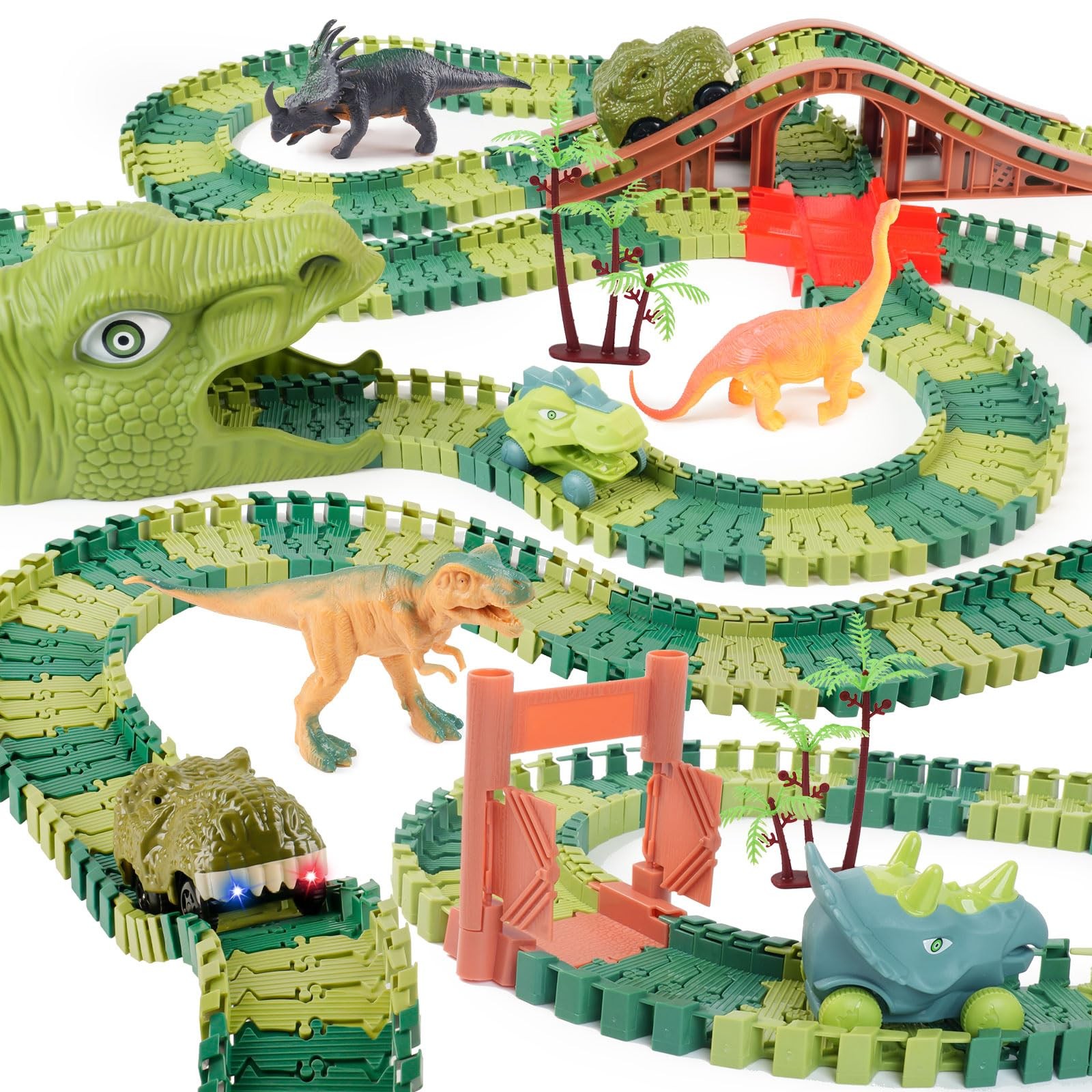 GIAT Dinosaur Track Toys - Best Birthday Medium, Green Set 