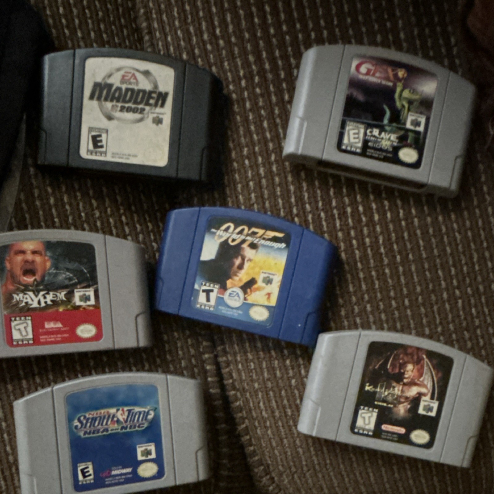 Nintendo 64 Game Cartridge Lot Madden 2002, Gex, 007, NBA Showtime, Mayhem