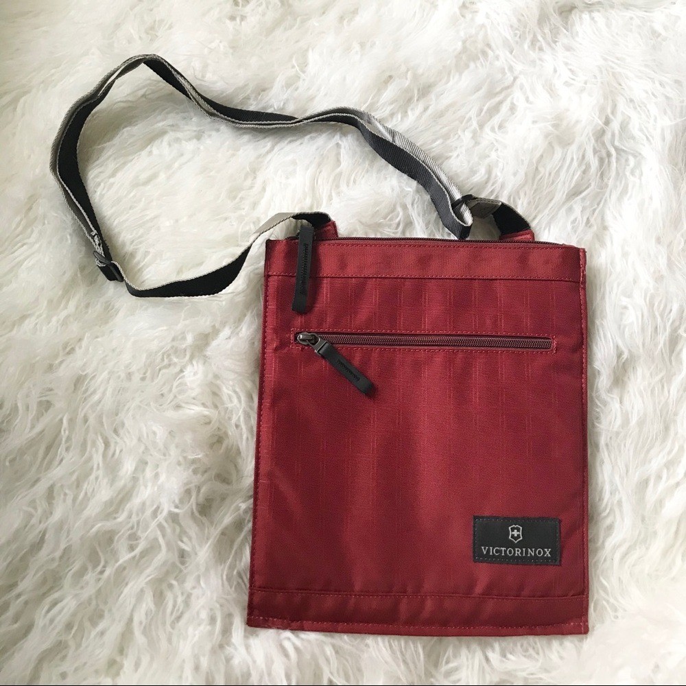 Victorinox red canvas crossbody travel bag