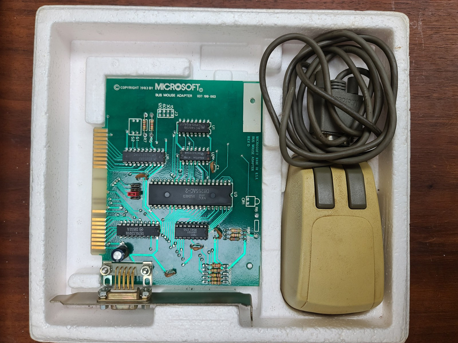 Rare Vintage 1980's Microsoft Serial Mouse 2 Button Gray WIth Box and Card